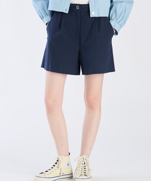 To b. by agnes b.(トゥービーバイアニエスベー)の「リネンコットンキャンバスショートパンツ(その他パンツ・レディース・ネイビー・36/38/40)」の3枚目の写真