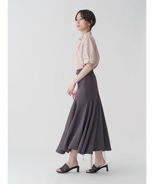 ブラウス シャツ タックネックパールハーフスリーブブラウス レディース セール】タックネックパールハーフスリーブブラウス（シャツ