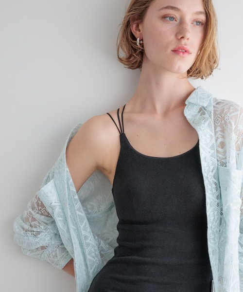 bijorie（ビジュリィ）の「【bijorie】カップ付き モチモチコットンバッククロスキャミ／NEW BASIC series（インナーウェア/肌着・レディース・ブラック/ナチュラル/ラベンダー・MEDIUM/LARGE/LG）」の2枚目の写真