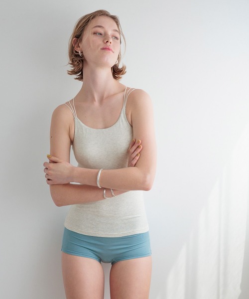 bijorie（ビジュリィ）の「【bijorie】カップ付き モチモチコットンバッククロスキャミ／NEW BASIC series（インナーウェア/肌着・レディース・ブラック/ナチュラル/ラベンダー・MEDIUM/LARGE/LG）」の21枚目の写真