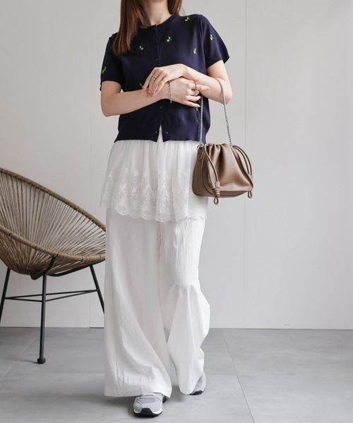 sakishimatokyo（サキシマトーキョー）の「フラワー刺しゅう ハーフスリーブカーディガン/花柄（カーディガン/ボレロ・レディース・グレー/グレイッシュベージュ/アイボリー/ネイビー・FREE）」の20枚目の写真