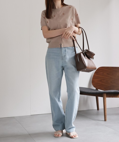 sakishimatokyo（サキシマトーキョー）の「フラワー刺しゅう ハーフスリーブカーディガン/花柄（カーディガン/ボレロ・レディース・グレー/グレイッシュベージュ/アイボリー/ネイビー・FREE）」の12枚目の写真