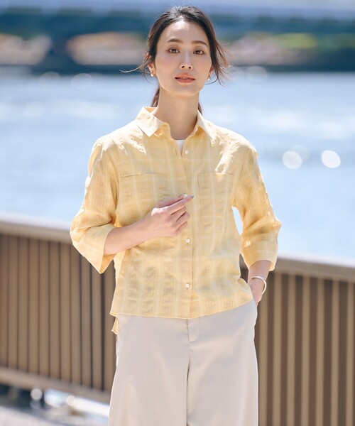 セール】【洗える】SHEER チェック シャツ ブラウス（シャツ/ブラウス