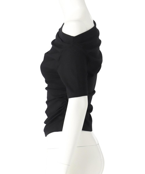 ANAP（アナップ）の「ドレープネック アシンメトリー オフショル トップス（Tシャツ/カットソー・レディース・グレー/ブラック/ホワイト・FREE）」の14枚目の写真