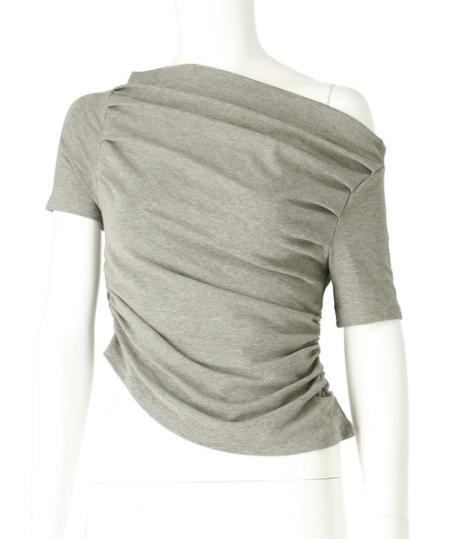 ANAP（アナップ）の「ドレープネック アシンメトリー オフショル トップス（Tシャツ/カットソー・レディース・グレー/ブラック/ホワイト・FREE）」の7枚目の写真