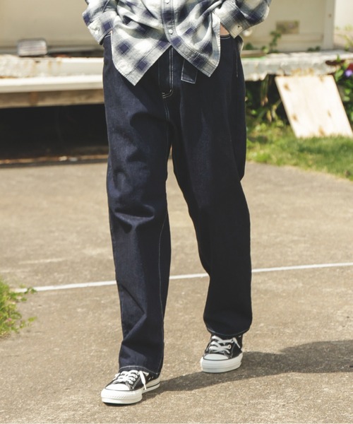 MR.OLIVE（ミスターオリーブ）の「RINSE WASH 12oz CRUNCH DEINIM / WIDE TAPERED BELTED JEANS（デニムパンツ・メンズ・ブラック/インディゴブルー・SMALL/MEDIUM/LARGE）」の10枚目の写真