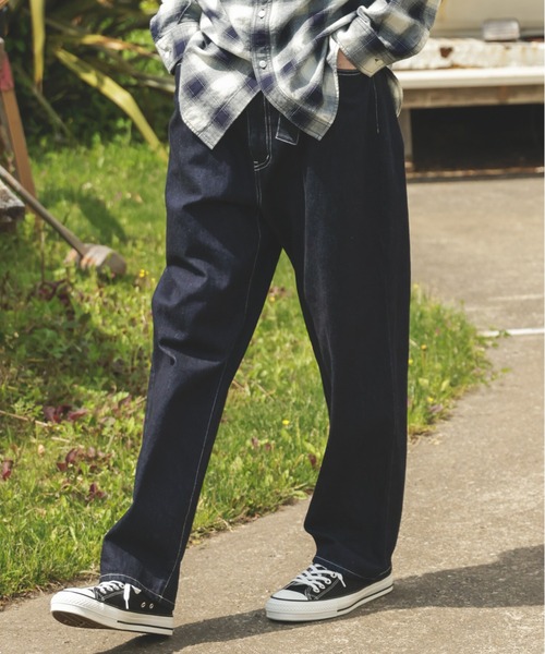 MR.OLIVE（ミスターオリーブ）の「RINSE WASH 12oz CRUNCH DEINIM / WIDE TAPERED BELTED JEANS（デニムパンツ・メンズ・ブラック/インディゴブルー・SMALL/MEDIUM/LARGE）」の9枚目の写真