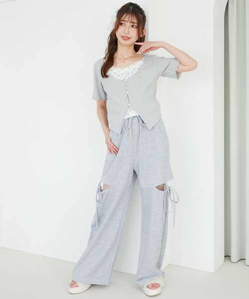 MAJESTIC LEGON（マジェスティックレゴン）の「キャミレイヤードライク半袖トップス（Tシャツ/カットソー・レディース・アイボリー/ブラック系その他/ホワイト系その他2/ピンク系その他2/ブルー系その他2・MEDIUM）」の7枚目の写真