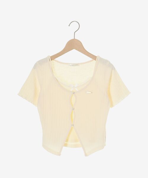 MAJESTIC LEGON（マジェスティックレゴン）の「キャミレイヤードライク半袖トップス（Tシャツ/カットソー・レディース・アイボリー/ブラック系その他/ホワイト系その他2/ピンク系その他2/ブルー系その他2・MEDIUM）」の21枚目の写真