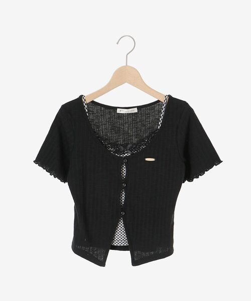 MAJESTIC LEGON（マジェスティックレゴン）の「キャミレイヤードライク半袖トップス（Tシャツ/カットソー・レディース・アイボリー/ブラック系その他/ホワイト系その他2/ピンク系その他2/ブルー系その他2・MEDIUM）」の13枚目の写真