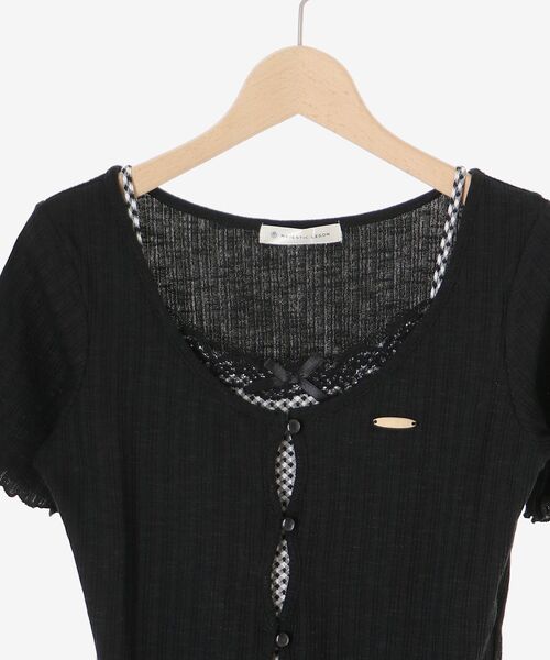 MAJESTIC LEGON（マジェスティックレゴン）の「キャミレイヤードライク半袖トップス（Tシャツ/カットソー・レディース・アイボリー/ブラック系その他/ホワイト系その他2/ピンク系その他2/ブルー系その他2・MEDIUM）」の15枚目の写真