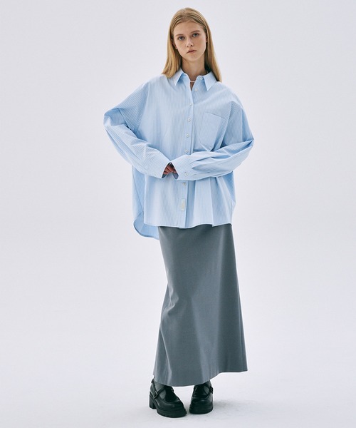 Mardi Mercredi(マルディメクルディ)の「COTTON OVERSIZED SHIRT STRIPE / コットン オーバーサイズ シャツ ストライプ(シャツ/ブラウス・レディース・ライトブルー/ピンク・FREE)」の6枚目の写真