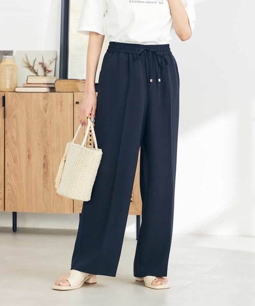 a.v.v（アーヴェヴェ）の「【接触冷感/洗える/イージーケア】美ラクるイージーワイドパンツ（その他パンツ・レディース・アイボリー/ダークインディゴブルー/ネイビー/ミント/ブルー/チャコールグレー/グレー系その他/ブラック・42/40/34/36/38）」の7枚目の写真