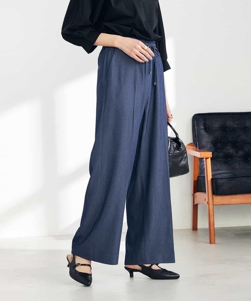 a.v.v（アーヴェヴェ）の「【接触冷感/洗える/イージーケア】美ラクるイージーワイドパンツ（その他パンツ・レディース・アイボリー/ダークインディゴブルー/ネイビー/ミント/ブルー/チャコールグレー/グレー系その他/ブラック・42/40/34/36/38）」の8枚目の写真