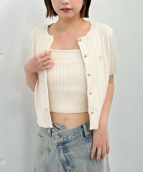 archives（アルシーヴ）の「ケーブルニットアンサンブル（アンサンブル・レディース・グレー/アイボリー/レッド/ネイビー・MEDIUM）」の2枚目の写真