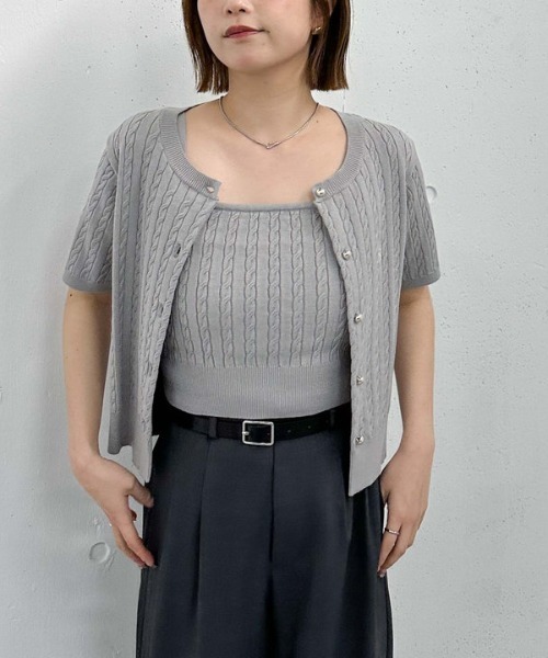 archives（アルシーヴ）の「ケーブルニットアンサンブル（アンサンブル・レディース・グレー/アイボリー/レッド/ネイビー・MEDIUM）」の21枚目の写真