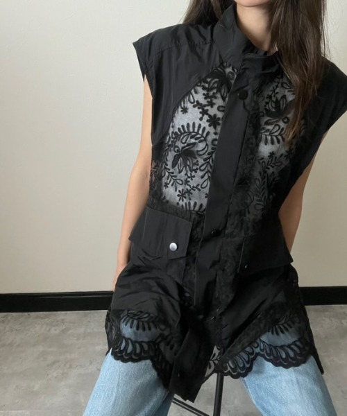 deux amour(ドゥーザムール)の「レースベスト(ベスト・レディース・ブラック/ベージュ・M~L)」の16枚目の写真