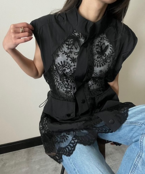 deux amour(ドゥーザムール)の「レースベスト(ベスト・レディース・ブラック/ベージュ・M~L)」の14枚目の写真