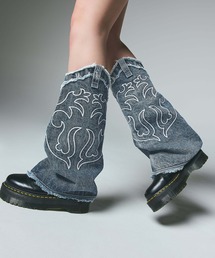 X-girl(GbNXK[)EMBROIDERED DENIM LEG WARMER(bOEH[}[)