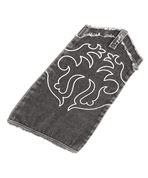 X-girl(エックスガール)の「EMBROIDERED DENIM LEG WARMER(レッグウォーマー・レディース・ライトインディゴブルー/ブラック・ONE SIZE)」の8枚目の写真
