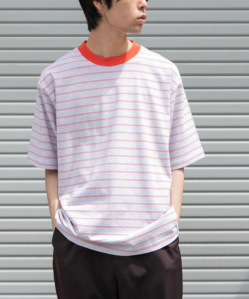 FORK&SPOON（フォークアンドスプーン）の「FORK&SPOON　カラーボーダーショートスリーブTシャツ（Tシャツ/カットソー・メンズ・オレンジ/グリーン/ネイビー・5/4）」の3枚目の写真