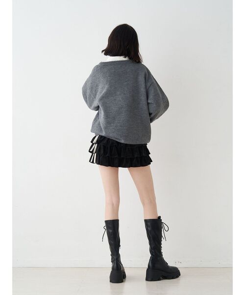 jouetie（ジュエティ）の「ベロアラインティアードミニスカート【セットアップ対応】冬服（スカート・レディース・ネイビー/ブラウン/グレー/ブラック・MEDIUM）」の19枚目の写真