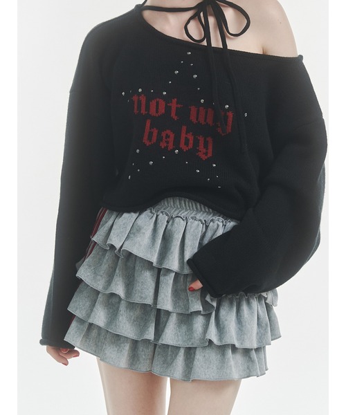 jouetie（ジュエティ）の「ベロアラインティアードミニスカート【セットアップ対応】冬服（スカート・レディース・ネイビー/ブラウン/グレー/ブラック・MEDIUM）」の3枚目の写真