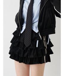 jouetie | ベロアラインティアードミニスカート【セットアップ対応】冬服(スカート)