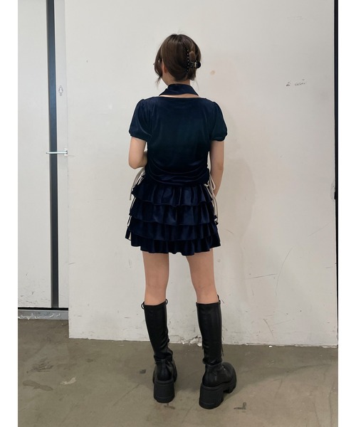 jouetie（ジュエティ）の「ベロアラインティアードミニスカート【セットアップ対応】冬服（スカート・レディース・ネイビー/ブラウン/グレー/ブラック・MEDIUM）」の15枚目の写真