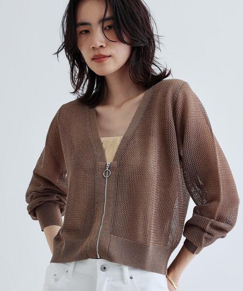 GALLEST（ギャレスト）の「【再入荷】メッシュジップカーディガン（カーディガン/ボレロ・レディース・ベージュ/ホワイト/ブラック・38）」の7枚目の写真