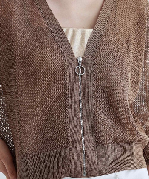 GALLEST（ギャレスト）の「【再入荷】メッシュジップカーディガン（カーディガン/ボレロ・レディース・ベージュ/ホワイト/ブラック・38）」の8枚目の写真