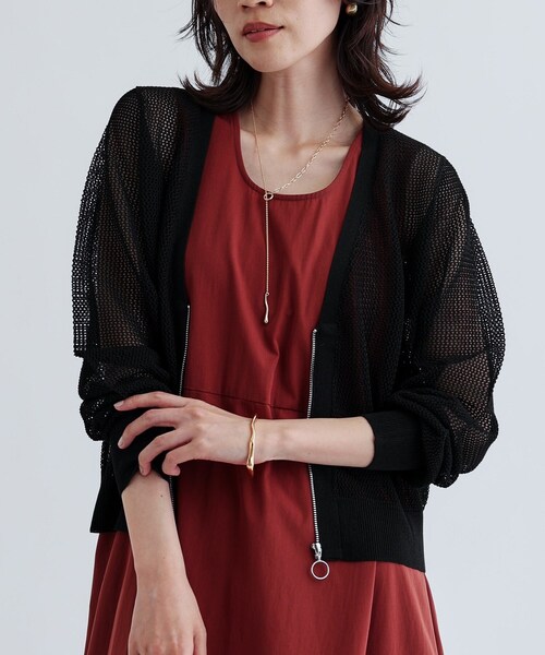 GALLEST（ギャレスト）の「【再入荷】メッシュジップカーディガン（カーディガン/ボレロ・レディース・ベージュ/ホワイト/ブラック・38）」の16枚目の写真
