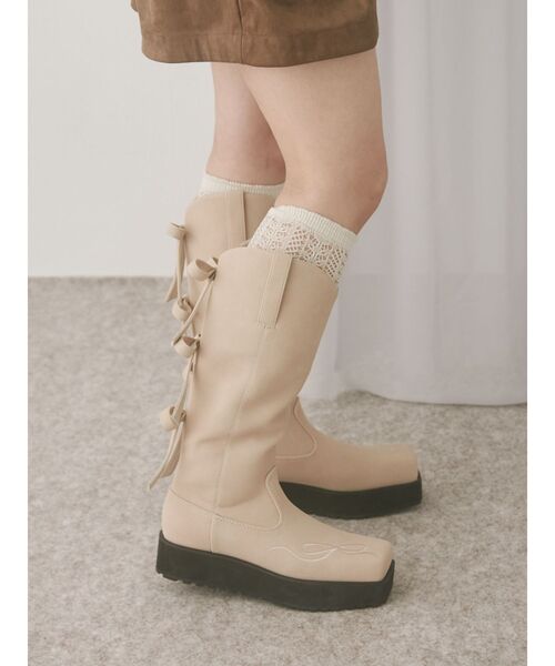 merry jenny（メリージェニー）の「sweet ribbonウエスタンブーツ（ブーツ・レディース・ブラウン/ピンク・MEDIUM/LARGE）」の11枚目の写真