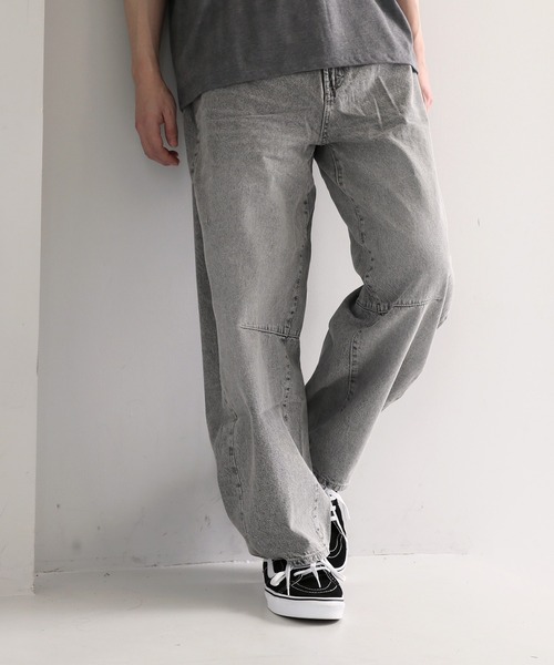 TopIsm(トップイズム)の「バックシャーリング デニムワイドパンツ(デニムパンツ・メンズ・ブラック/ライトブルー/ライトグレー/ネイビー・M/L/LL)」の3枚目の写真