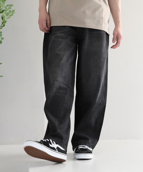 TopIsm(トップイズム)の「バックシャーリング デニムワイドパンツ(デニムパンツ・メンズ・ブラック/ライトブルー/ライトグレー/ネイビー・M/L/LL)」の2枚目の写真