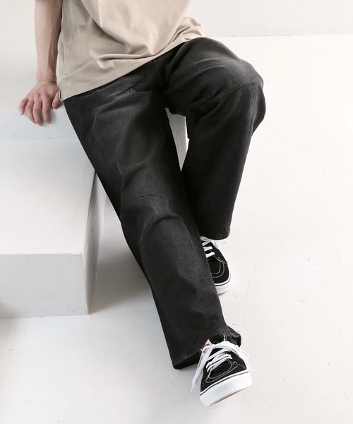 TopIsm(トップイズム)の「バックシャーリング デニムワイドパンツ(デニムパンツ・メンズ・ブラック/ライトブルー/ライトグレー/ネイビー・M/L/LL)」の12枚目の写真