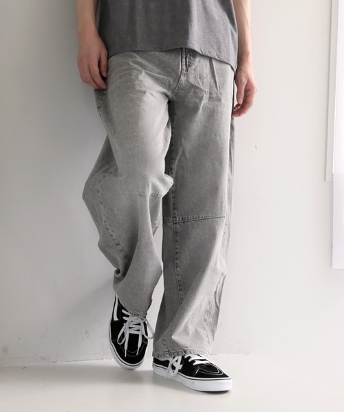 TopIsm(トップイズム)の「バックシャーリング デニムワイドパンツ(デニムパンツ・メンズ・ブラック/ライトブルー/ライトグレー/ネイビー・M/L/LL)」の9枚目の写真