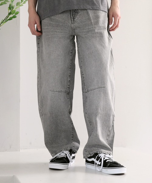 TopIsm(トップイズム)の「バックシャーリング デニムワイドパンツ(デニムパンツ・メンズ・ブラック/ライトブルー/ライトグレー/ネイビー・M/L/LL)」の8枚目の写真