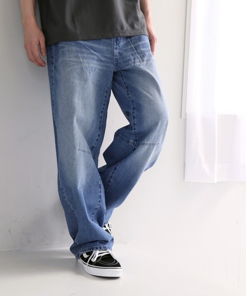 TopIsm(トップイズム)の「バックシャーリング デニムワイドパンツ(デニムパンツ・メンズ・ブラック/ライトブルー/ライトグレー/ネイビー・M/L/LL)」の6枚目の写真