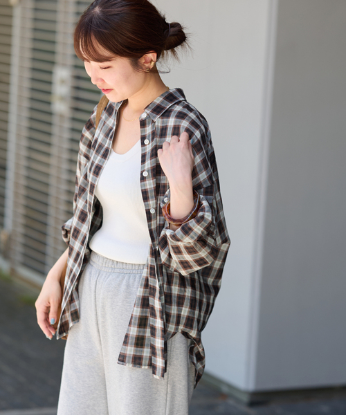 JOURNAL STANDARD　コットンローンチェックオーバーサイズシャツ ジャーナルスタンダード レリューム JOURNAL STANDARD relume