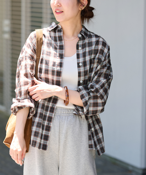 【新品未使用】レリューム ヴィンテージチェックローンシャツ　　　ブルー ヴィンテージチェックローンシャツ（シャツ／ブラウス）｜JOURNAL