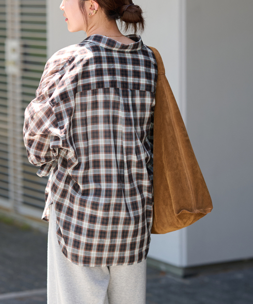 JOURNAL STANDARD　コットンローンチェックオーバーサイズシャツ JOURNAL STANDARD relume ブラウス シャツ コットンローン