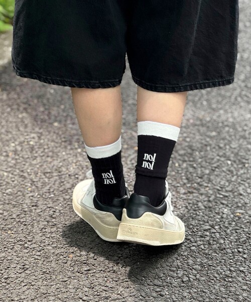 NOLLEY’S（ノーリーズ）の「【nolnol/ノルノル】ロゴリブソックス（ソックス/靴下・レディース・ブラック/ネイビー/オフホワイト/ブラック系その他/グレー・FREE）」の4枚目の写真
