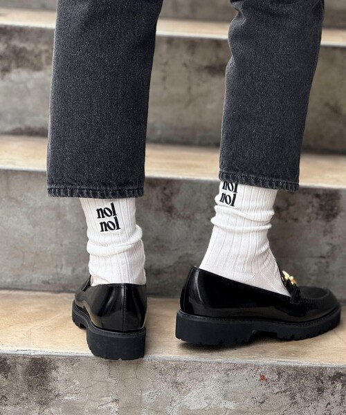 NOLLEY’S（ノーリーズ）の「【nolnol/ノルノル】ロゴリブソックス（ソックス/靴下・レディース・ブラック/ネイビー/オフホワイト/ブラック系その他/グレー・FREE）」の7枚目の写真