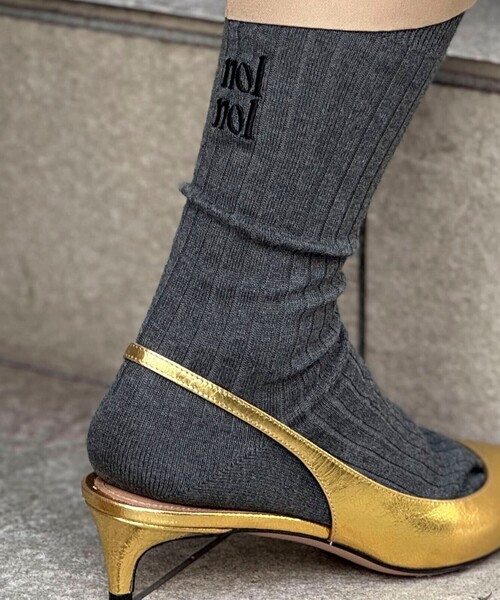 NOLLEY’S（ノーリーズ）の「【nolnol/ノルノル】ロゴリブソックス（ソックス/靴下・レディース・ブラック/ネイビー/オフホワイト/ブラック系その他/グレー・FREE）」の10枚目の写真