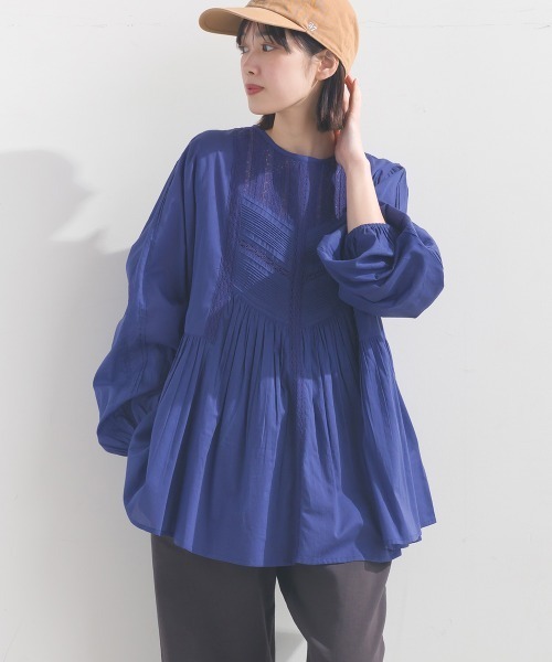 OMNES（オムネス）の「コットンボイルレース切り替えプルオーバーブラウス（シャツ/ブラウス・レディース・ベージュ/ホワイト/ブルー/ブラック・FREE）」の18枚目の写真