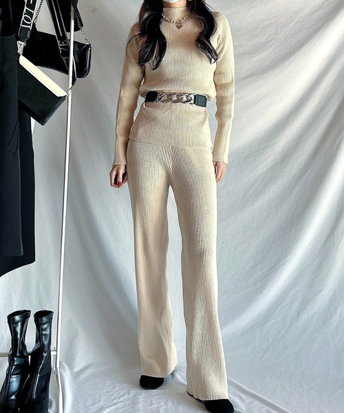 ROOPTOKYO(ループトウキョウ)の「リブニットトップス+パンツ 2点セット セットアップ(セットアップ・レディース・モカ/ベージュ/ブラック/ライトブラウン・S/M/L)」の6枚目の写真