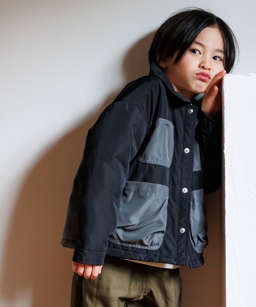 MAKE YOUR DAY（メイクユアデイ）の「バイカラージャケット■80～140cm（その他アウター・キッズ・カーキ/ブラック・80/130/110/100/140/120/90）」の10枚目の写真