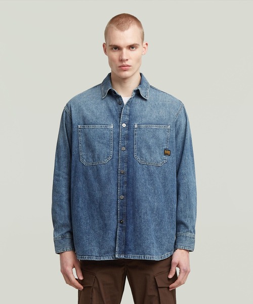 G-STAR(ジースター)の「Relaxed 2-Pocket Shirt/2ポケットリラックスデニムシャツ/オーバーサイズ(シャツ/ブラウス・メンズ・インディゴブルー・LARGE/X-LARGE/X-SMALL/SMALL/MEDIUM)」の1枚目の写真