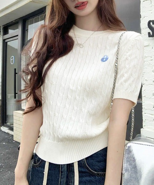 ÉPINE PARIS ホワイト 半袖ニットセーターサマーセーター ÉPINE PARIS summer knit（4 color） | épine